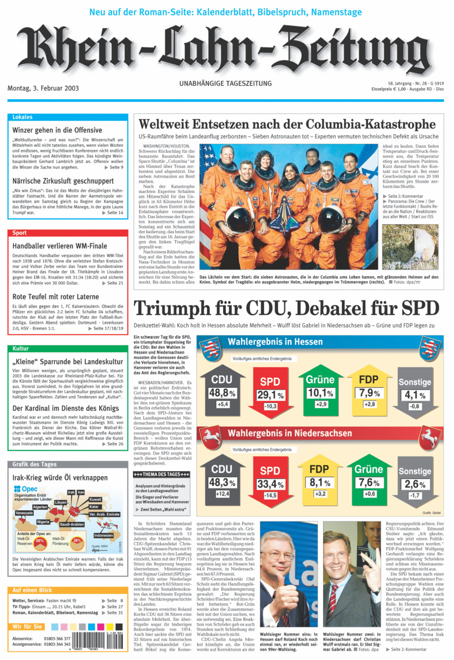 Rhein-Lahn-Zeitung Diez (Archiv) vom Montag, 03.02.2003