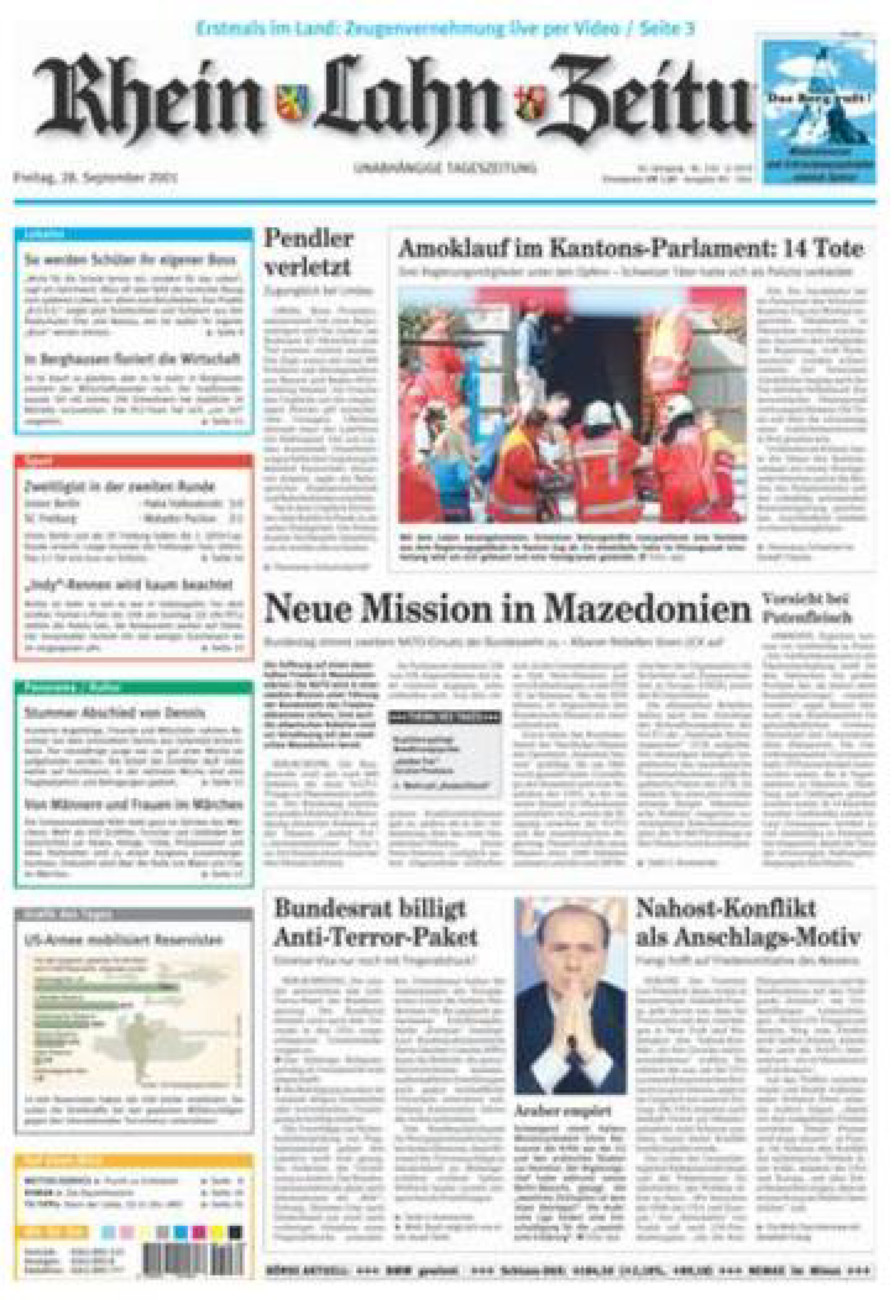 Rhein-Lahn-Zeitung Diez (Archiv) vom Freitag, 28.09.2001