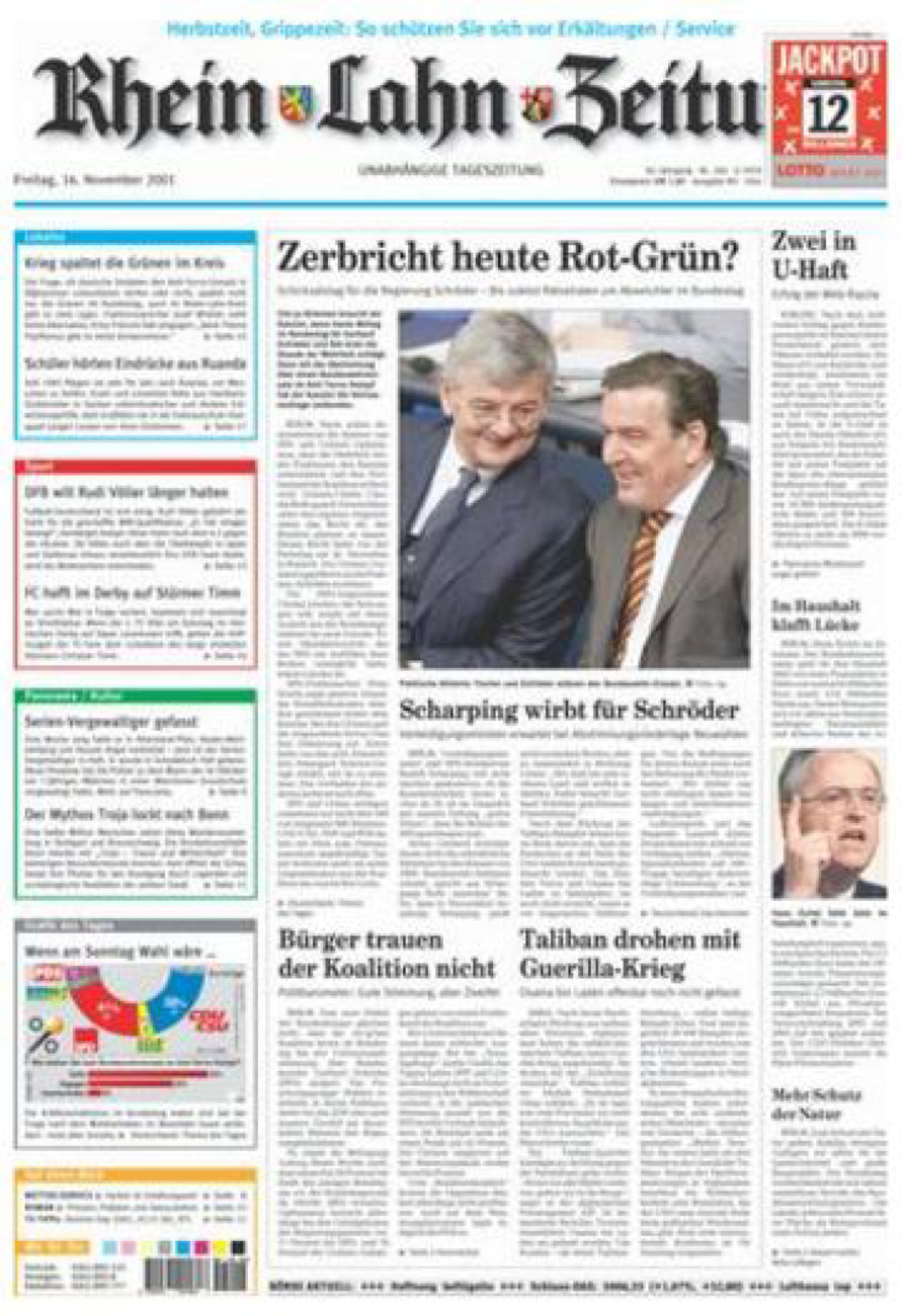 Rhein-Lahn-Zeitung Diez (Archiv) vom Freitag, 16.11.2001