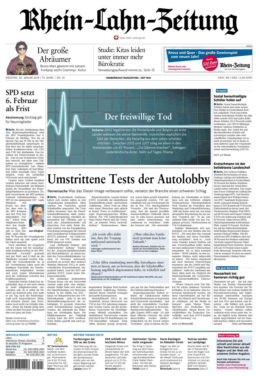 Rhein-Lahn-Zeitung Diez (Archiv) vom Dienstag, 30.01.2018