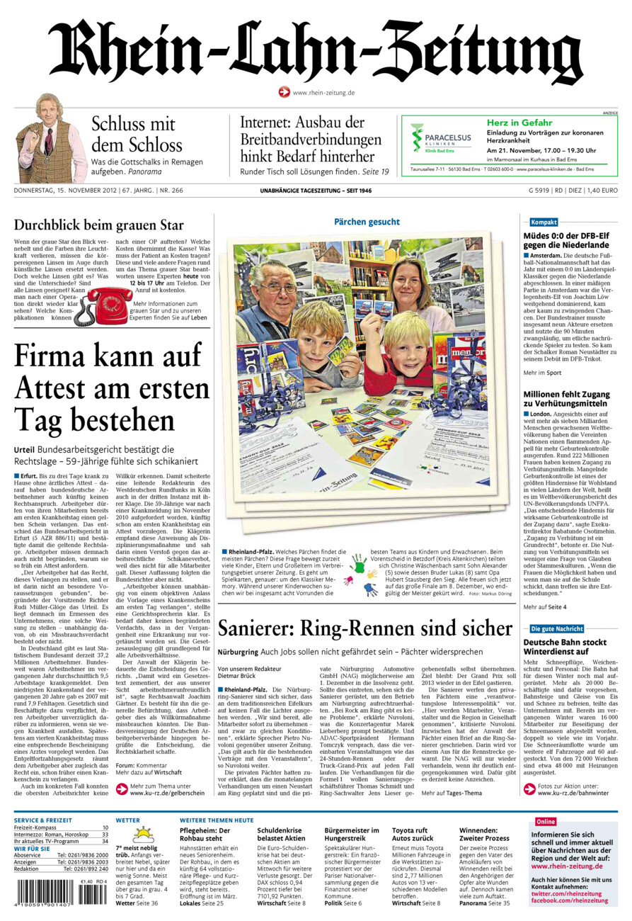 Rhein-Lahn-Zeitung Diez (Archiv) vom Donnerstag, 15.11.2012