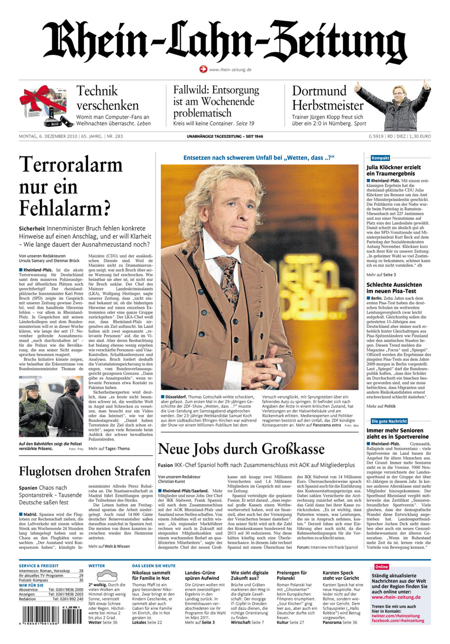 Rhein-Lahn-Zeitung Diez (Archiv) vom Montag, 06.12.2010