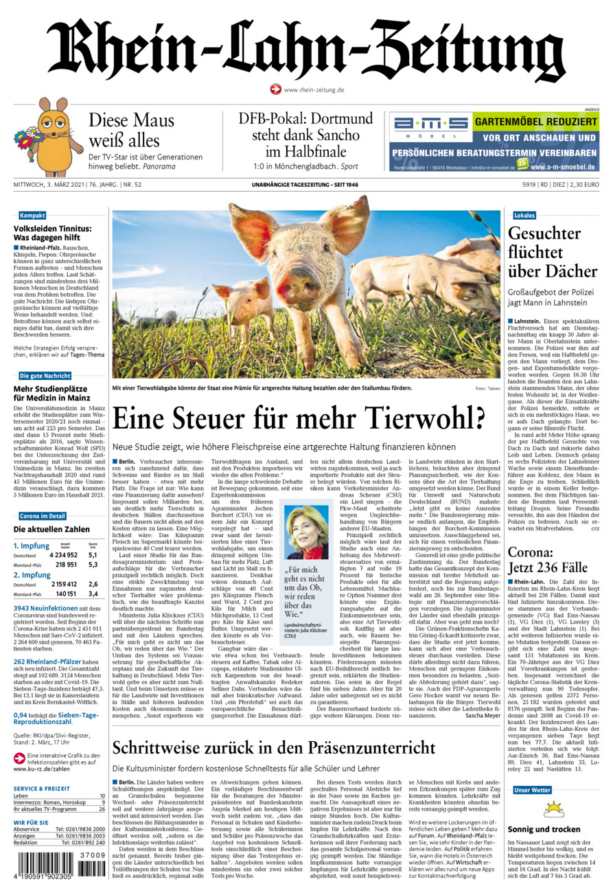 Rhein-Lahn-Zeitung Diez (Archiv) vom Mittwoch, 03.03.2021