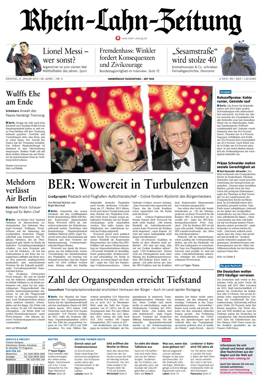 Rhein-Lahn-Zeitung Diez (Archiv) vom Dienstag, 08.01.2013