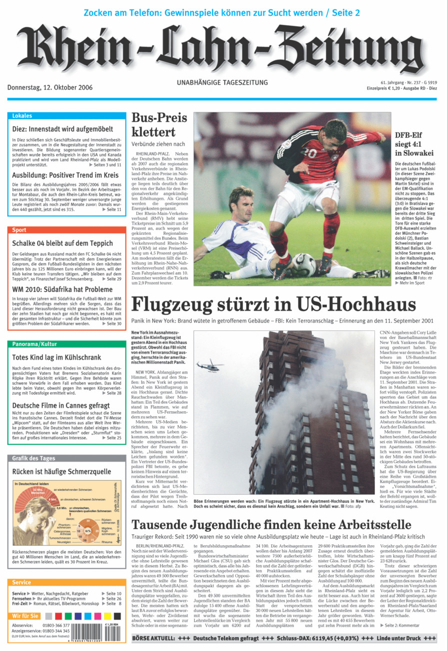 Rhein-Lahn-Zeitung Diez (Archiv) vom Donnerstag, 12.10.2006