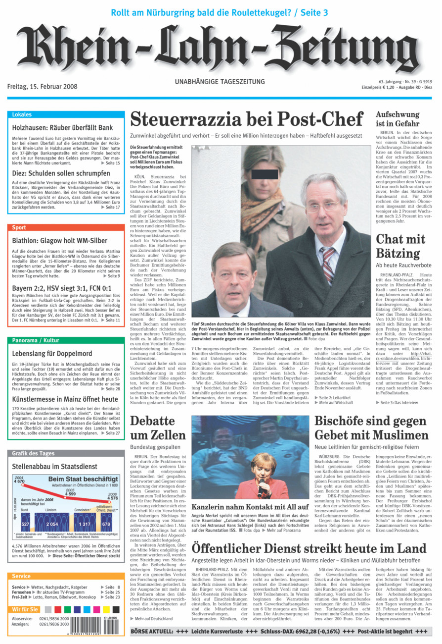 Rhein-Lahn-Zeitung Diez (Archiv) vom Freitag, 15.02.2008
