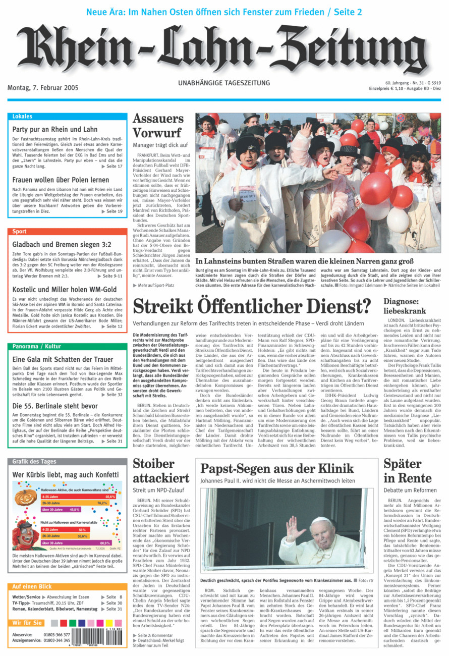 Rhein-Lahn-Zeitung Diez (Archiv) vom Montag, 07.02.2005