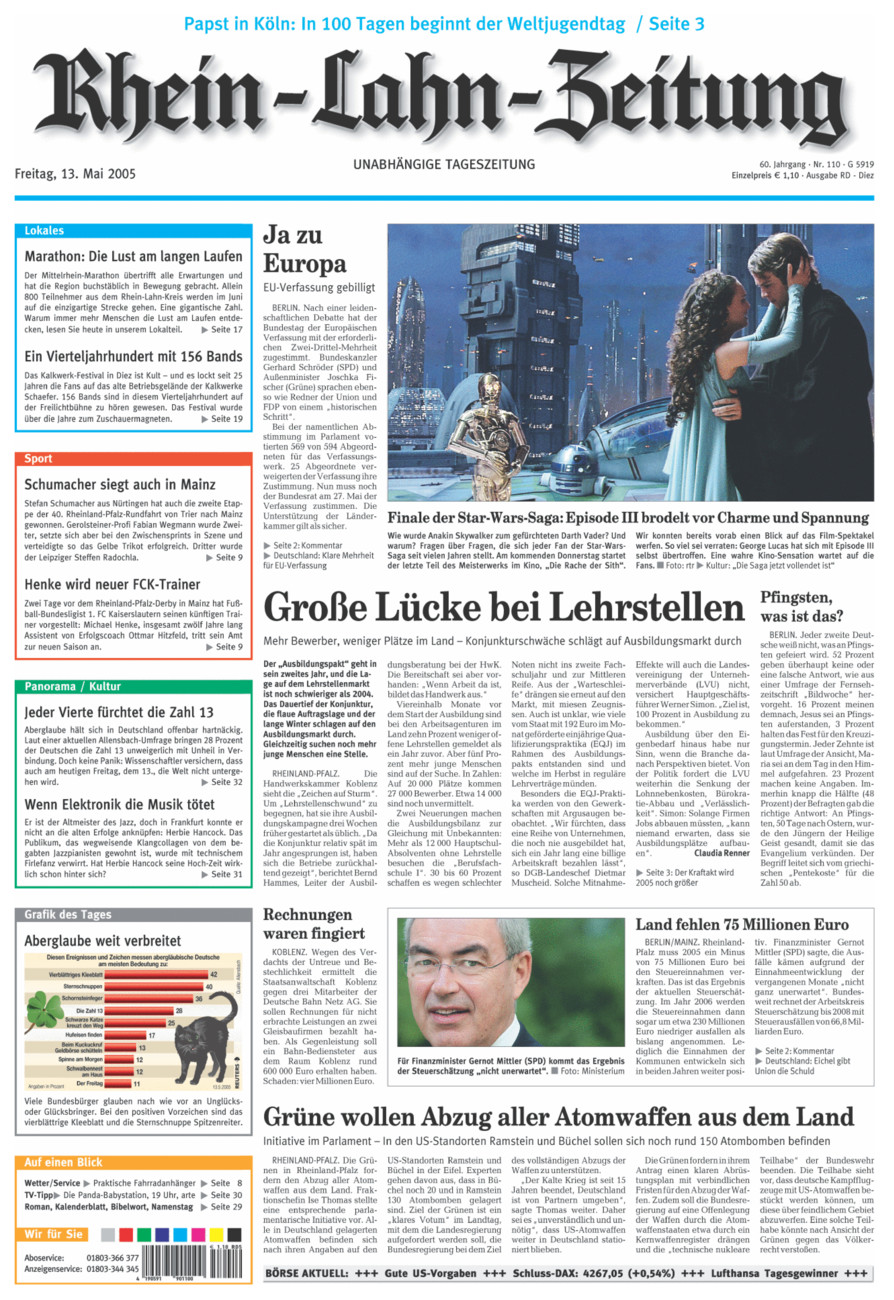 Rhein-Lahn-Zeitung Diez (Archiv) vom Freitag, 13.05.2005