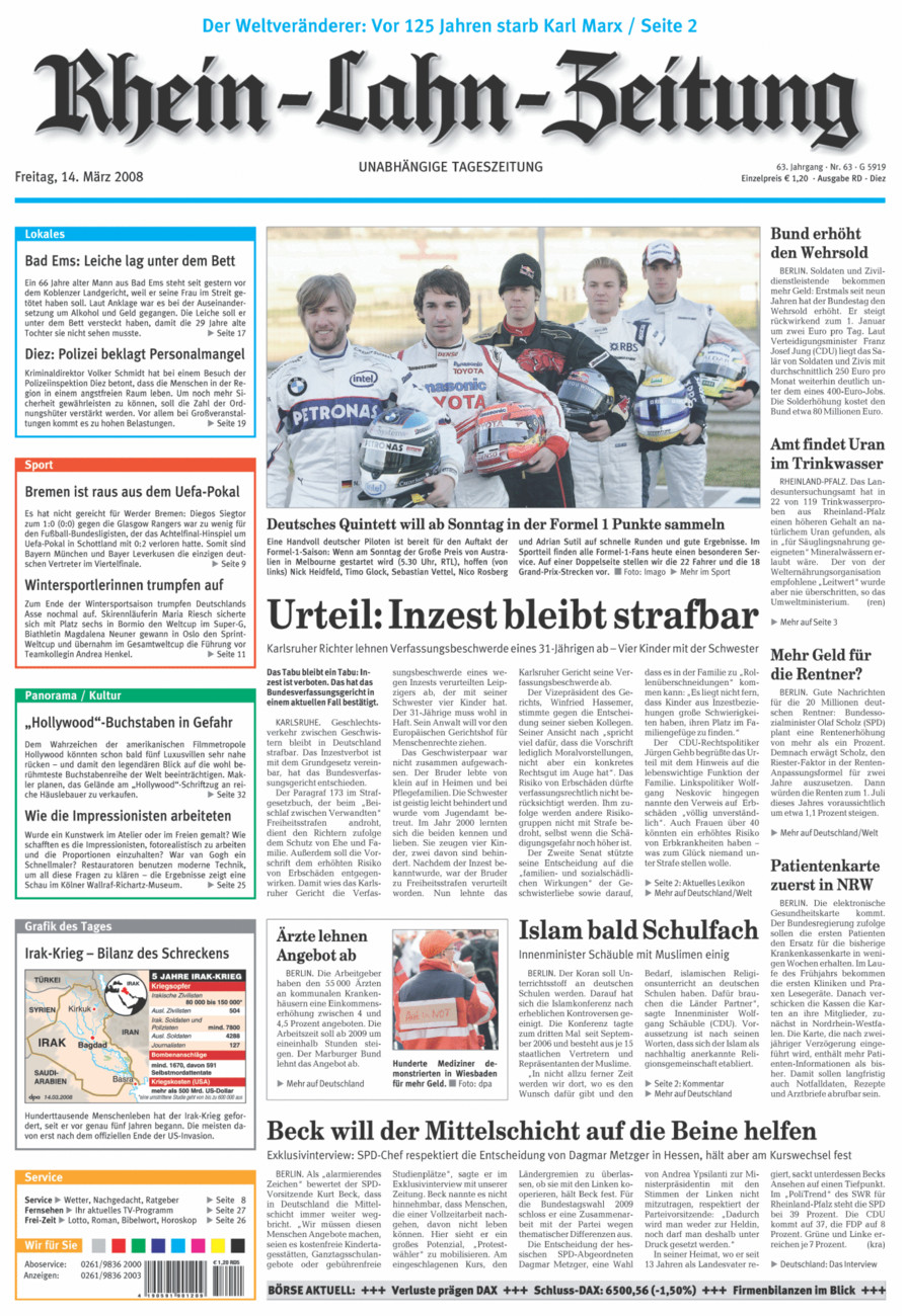 Rhein-Lahn-Zeitung Diez (Archiv) vom Freitag, 14.03.2008