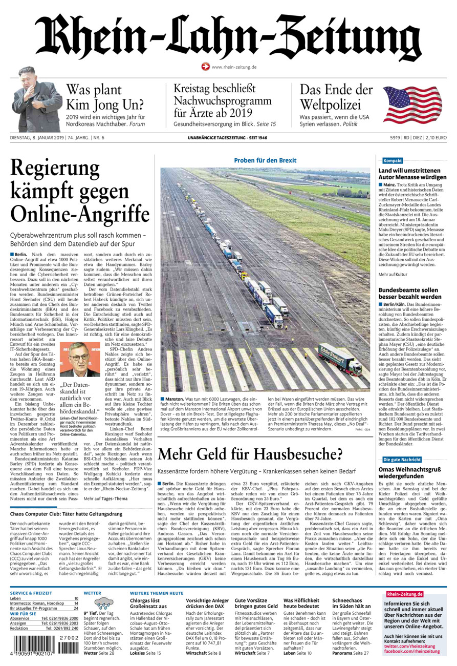 Rhein-Lahn-Zeitung Diez (Archiv) vom Dienstag, 08.01.2019