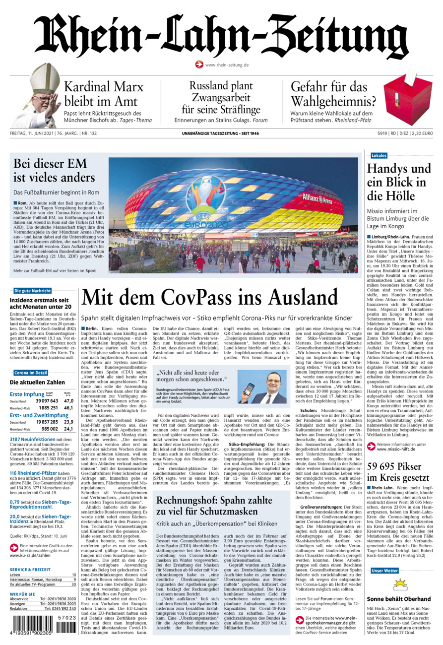 Rhein-Lahn-Zeitung Diez (Archiv) vom Freitag, 11.06.2021