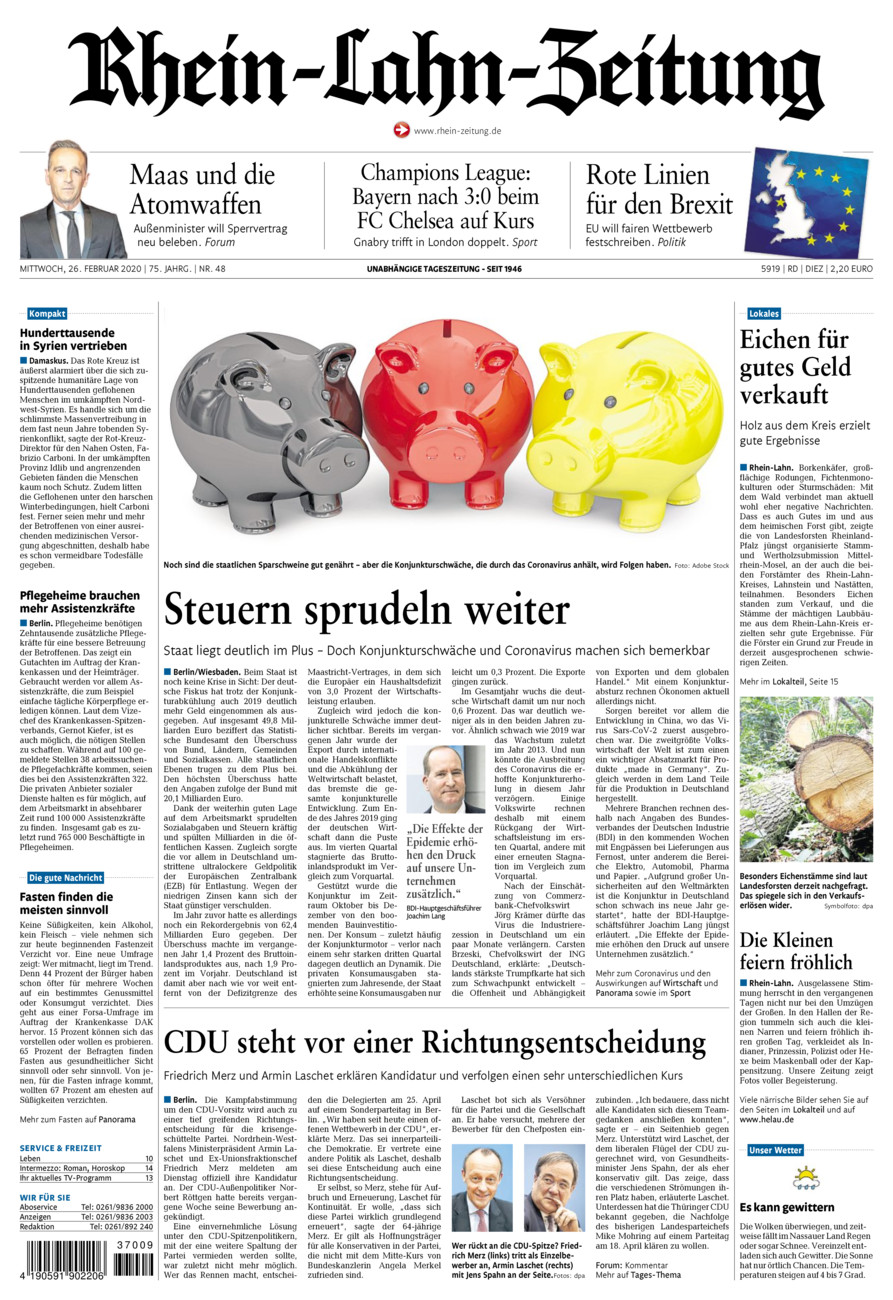 Rhein-Lahn-Zeitung Diez (Archiv) vom Mittwoch, 26.02.2020