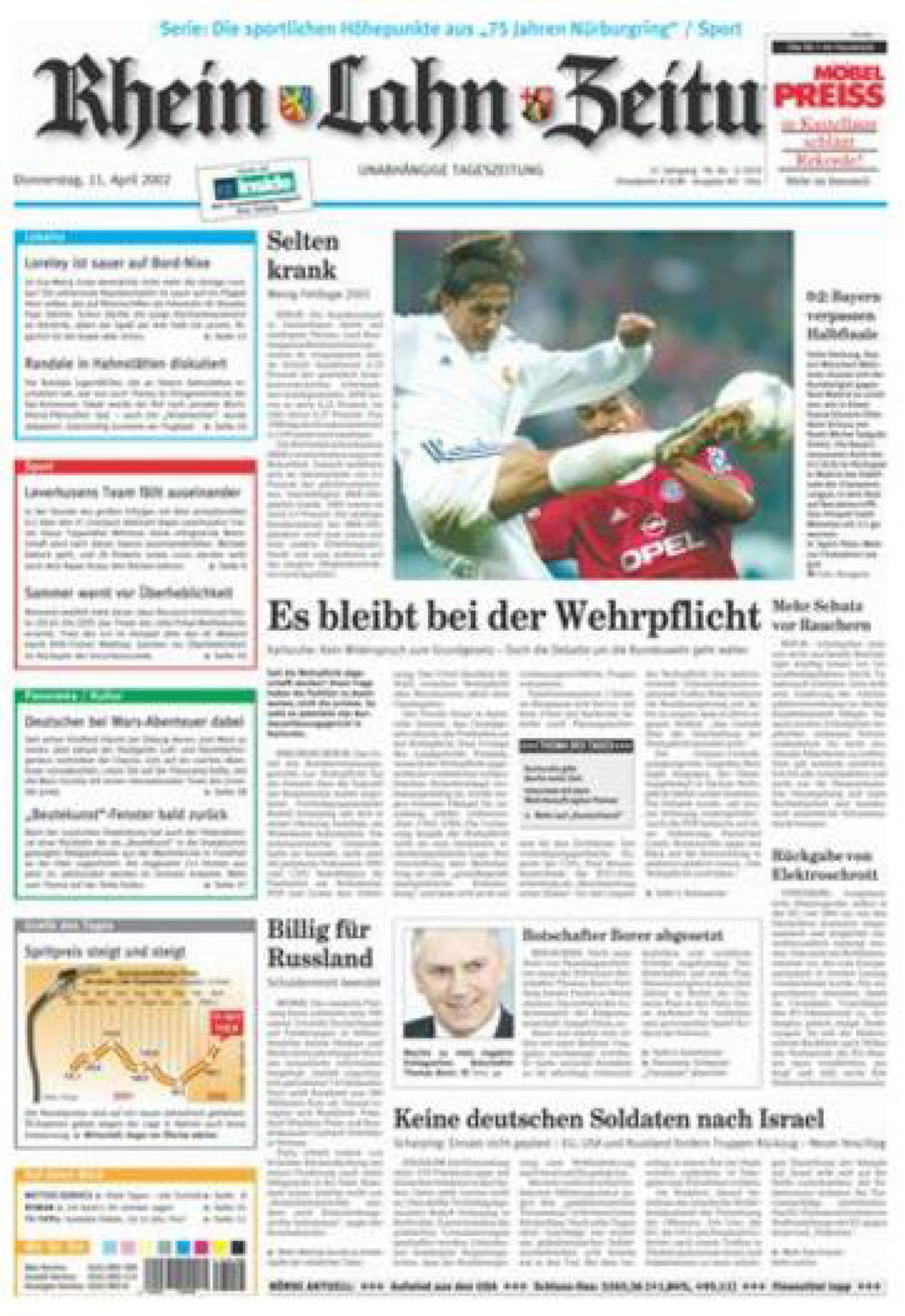 Rhein-Lahn-Zeitung Diez (Archiv) vom Donnerstag, 11.04.2002
