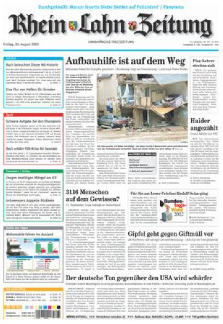 Rhein-Lahn-Zeitung Diez (Archiv) vom Freitag, 30.08.2002