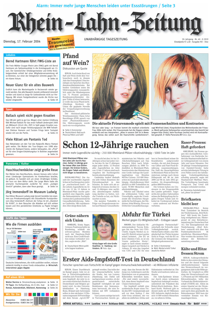 Rhein-Lahn-Zeitung Diez (Archiv) vom Dienstag, 17.02.2004