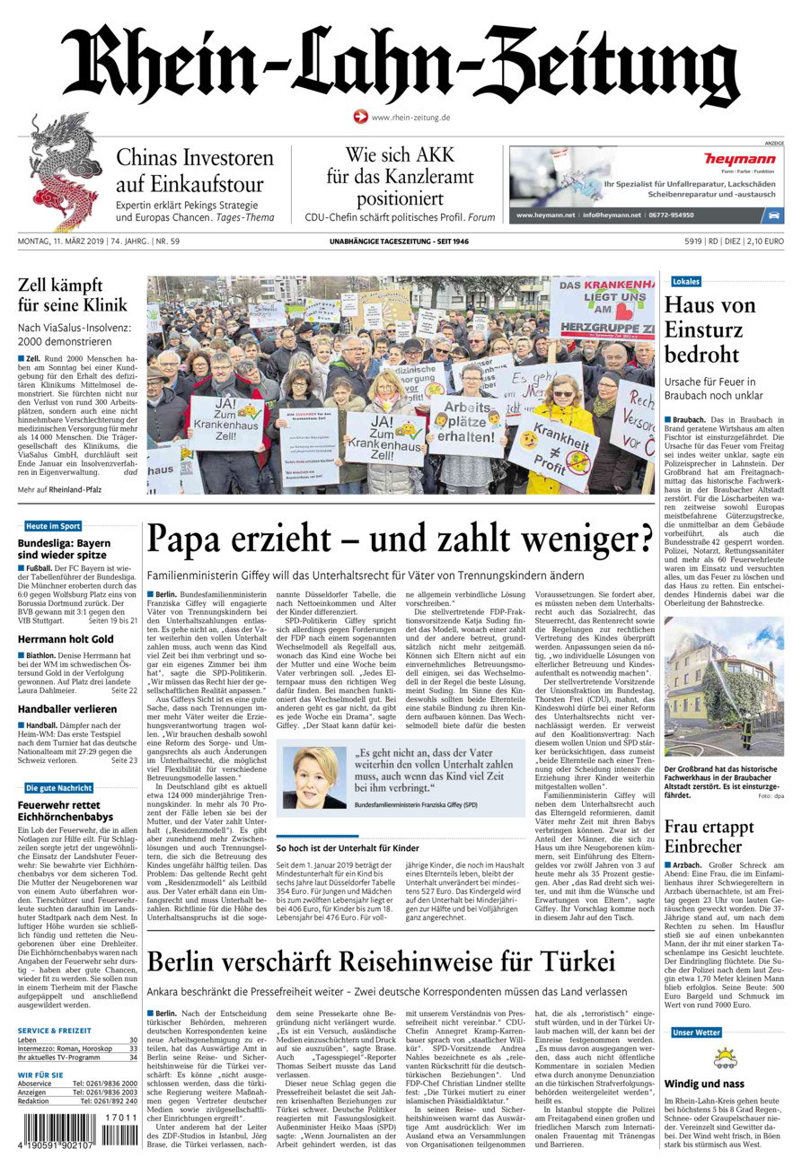 Rhein-Lahn-Zeitung Diez (Archiv) vom Montag, 11.03.2019