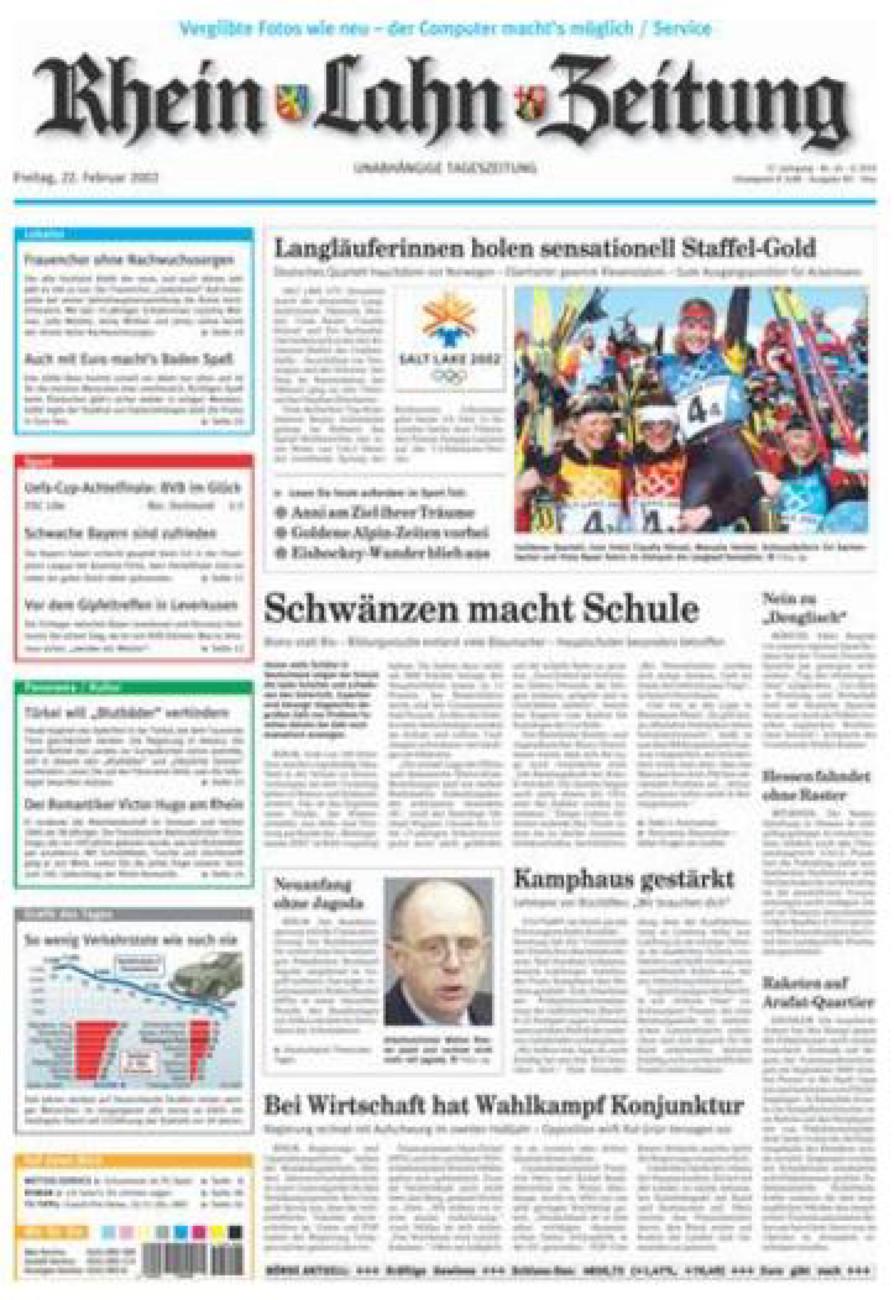 Rhein-Lahn-Zeitung Diez (Archiv) vom Freitag, 22.02.2002