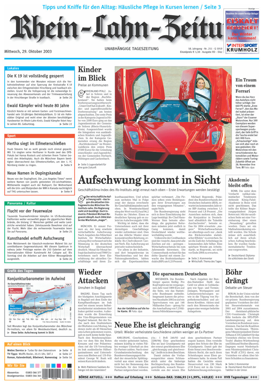 Rhein-Lahn-Zeitung Diez (Archiv) vom Mittwoch, 29.10.2003