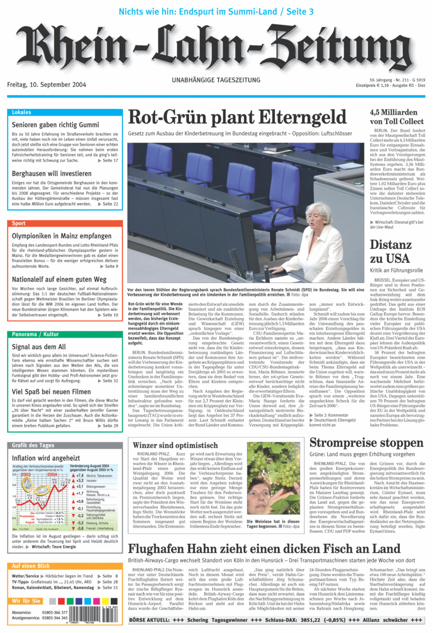 Rhein-Lahn-Zeitung Diez (Archiv) vom Freitag, 10.09.2004