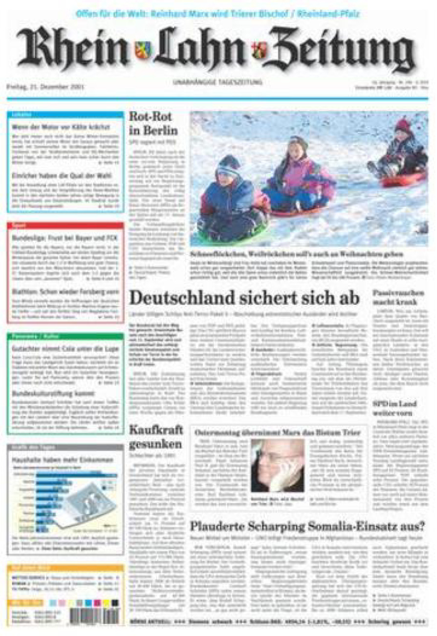 Rhein-Lahn-Zeitung Diez (Archiv) vom Freitag, 21.12.2001