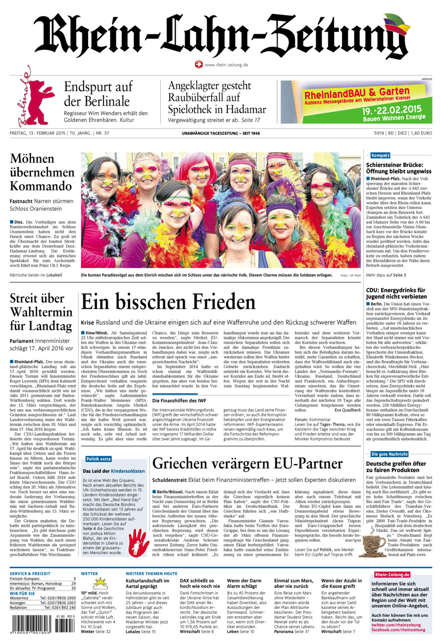 Rhein-Lahn-Zeitung Diez (Archiv) vom Freitag, 13.02.2015