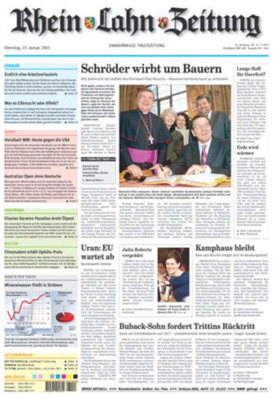 Rhein-Lahn-Zeitung Diez (Archiv) vom Dienstag, 23.01.2001