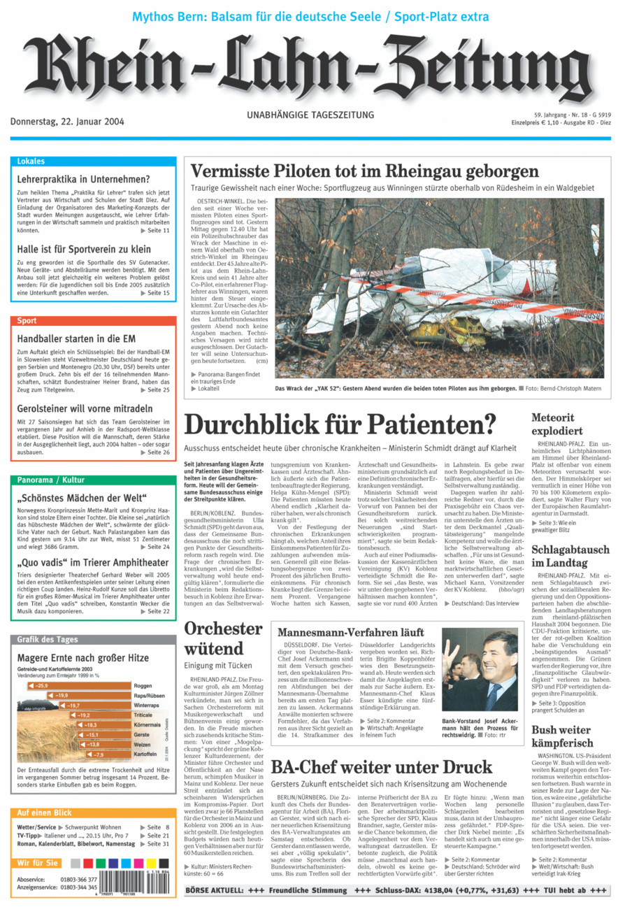 Rhein-Lahn-Zeitung Diez (Archiv) vom Donnerstag, 22.01.2004