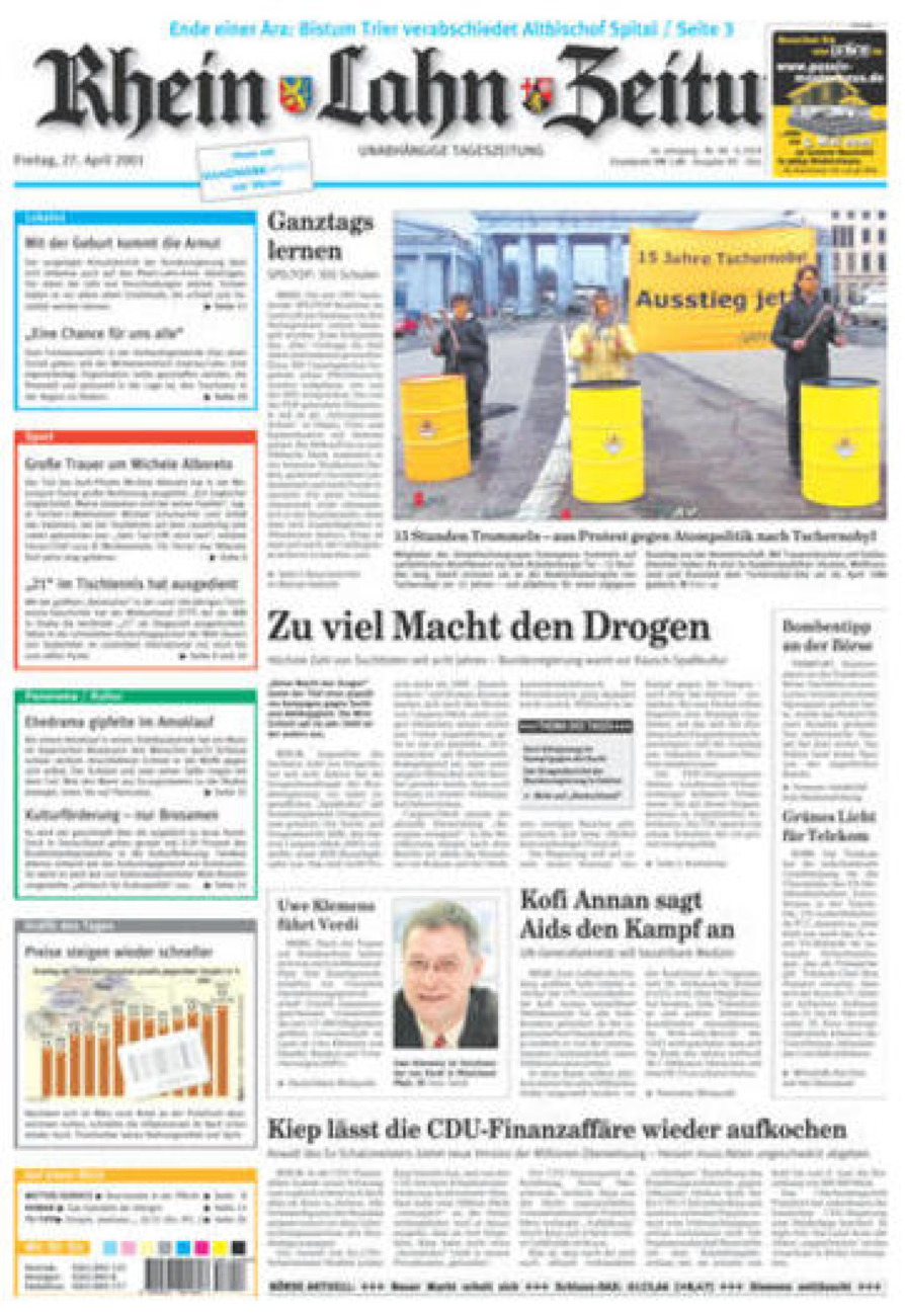 Rhein-Lahn-Zeitung Diez (Archiv) vom Freitag, 27.04.2001