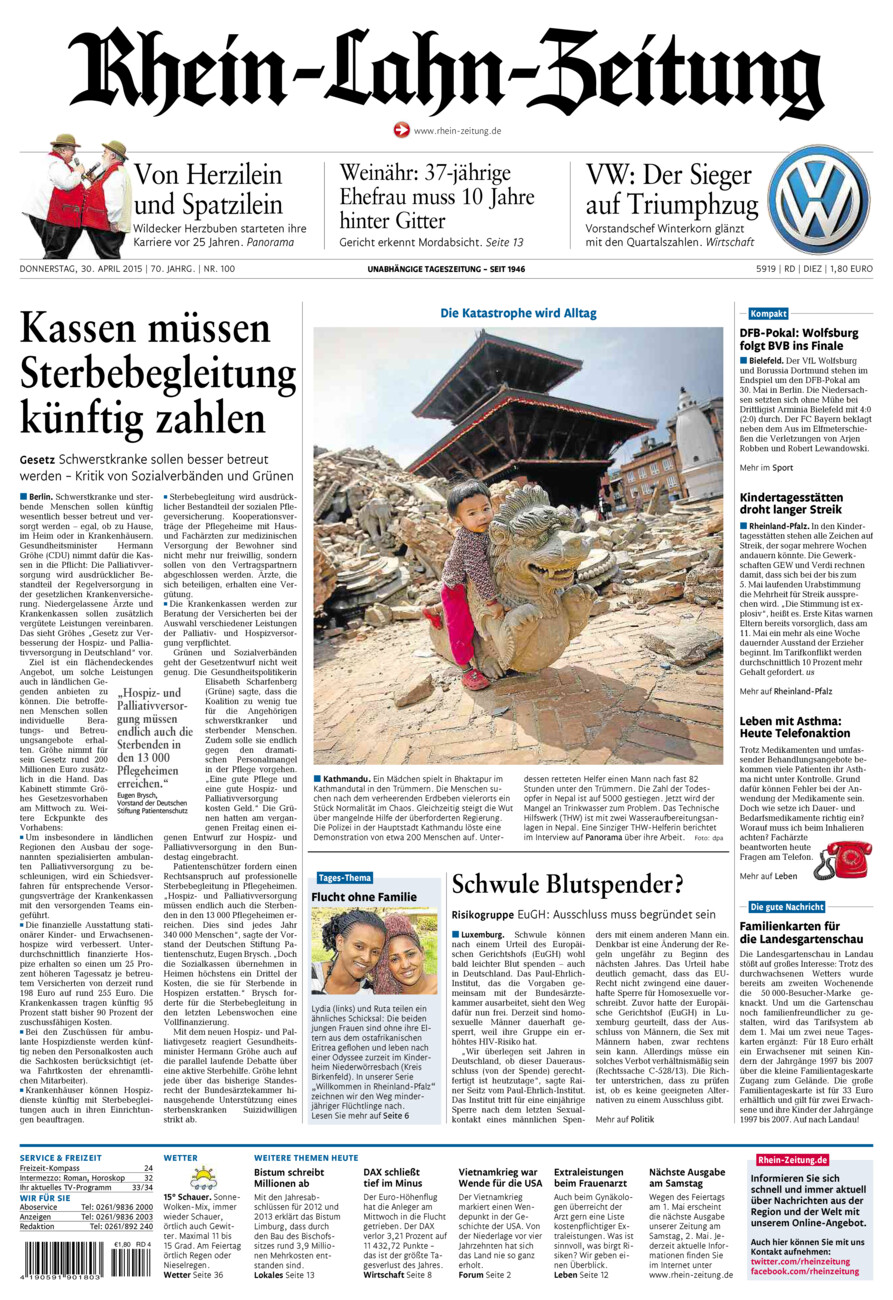Rhein-Lahn-Zeitung Diez (Archiv) vom Donnerstag, 30.04.2015