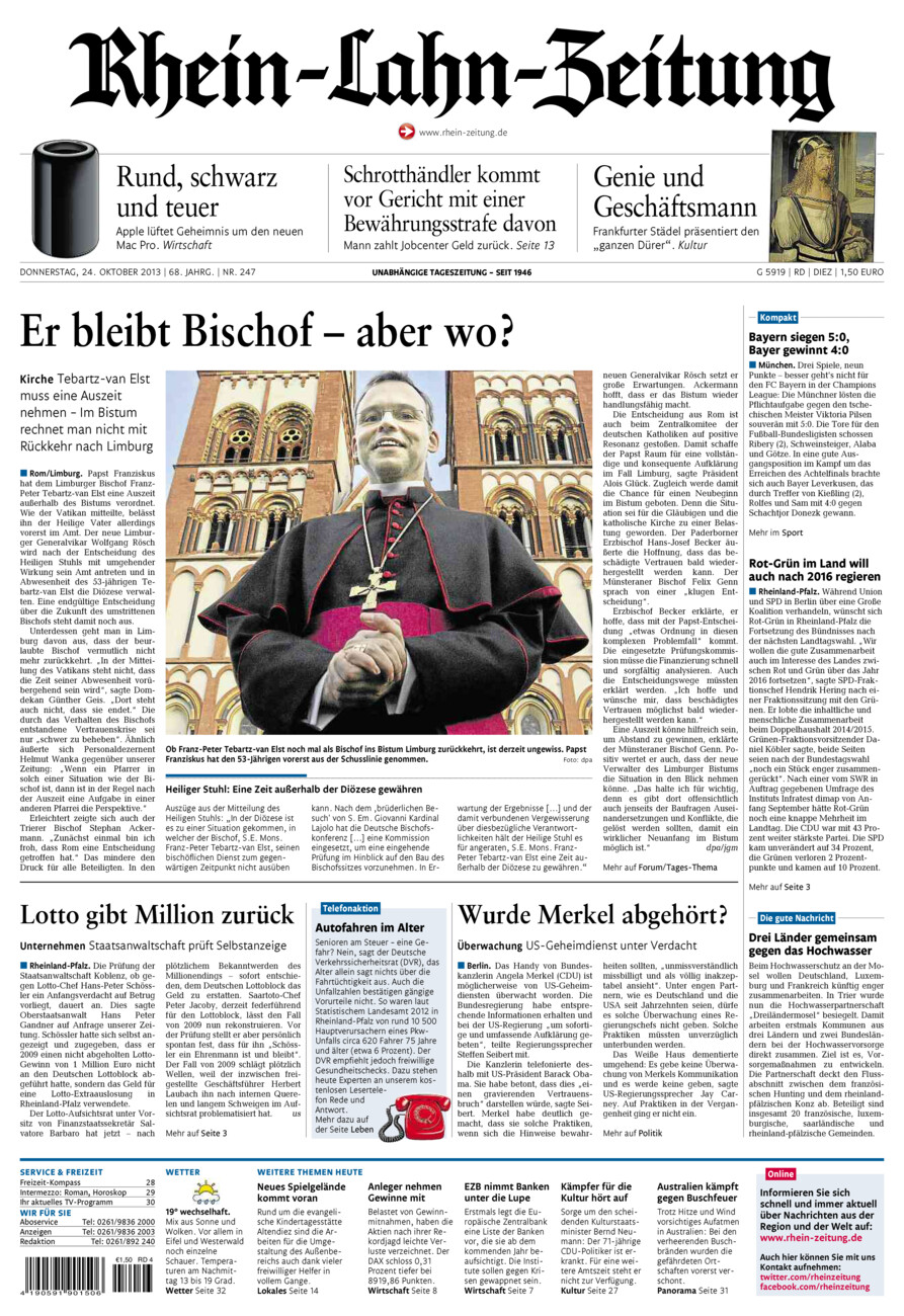 Rhein-Lahn-Zeitung Diez (Archiv) vom Donnerstag, 24.10.2013