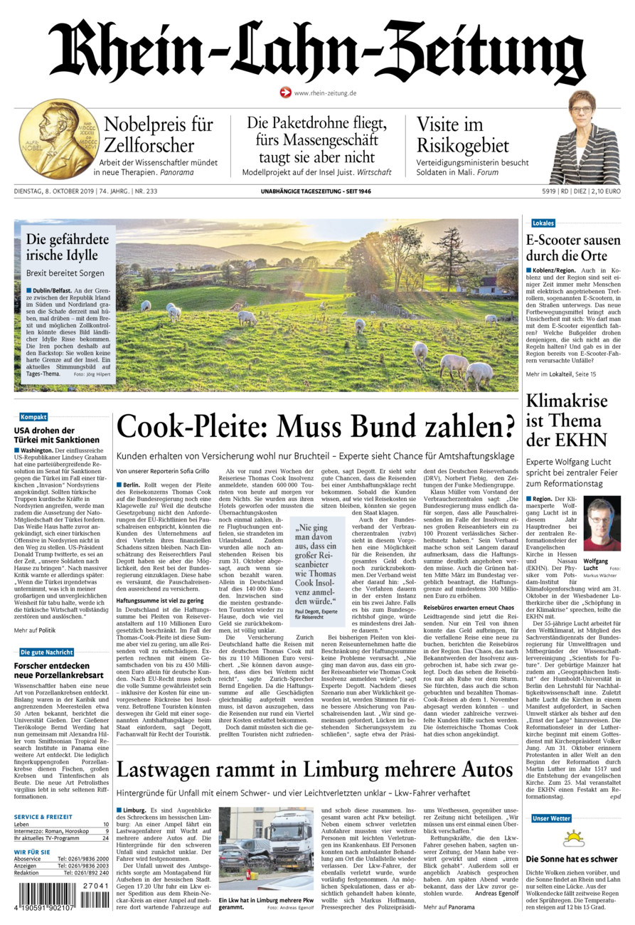 Rhein-Lahn-Zeitung Diez (Archiv) vom Dienstag, 08.10.2019