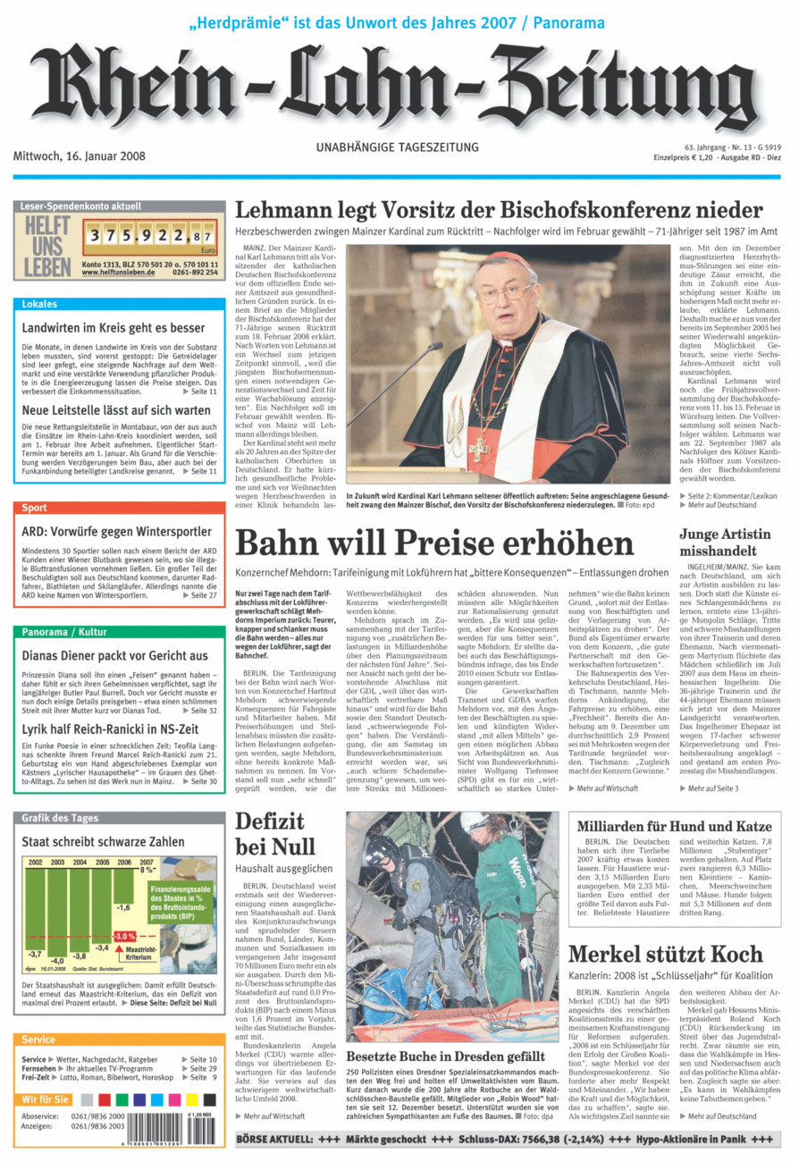 Rhein-Lahn-Zeitung Diez (Archiv) vom Mittwoch, 16.01.2008