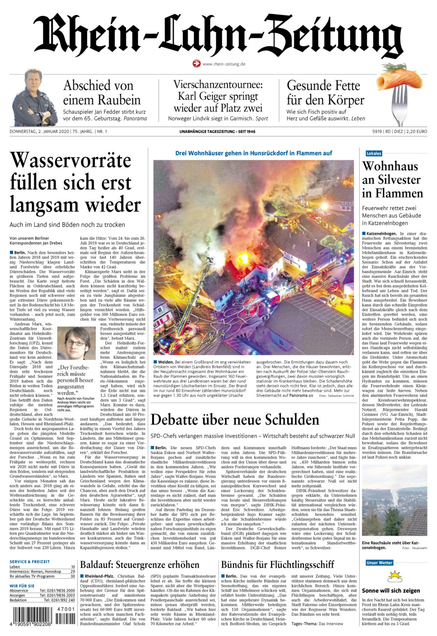 Rhein-Lahn-Zeitung Diez (Archiv) vom Donnerstag, 02.01.2020