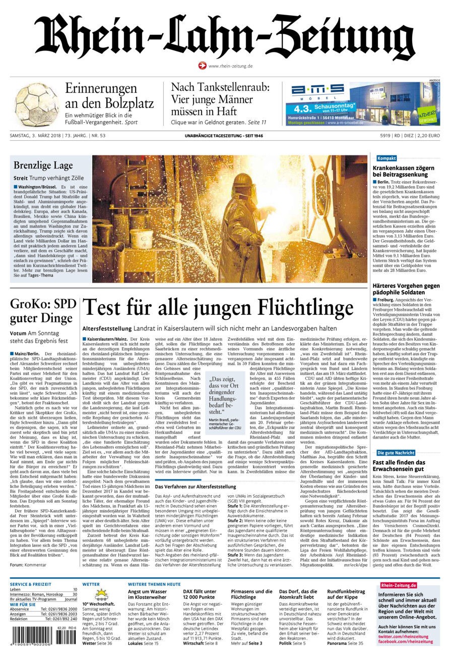 Rhein-Lahn-Zeitung Diez (Archiv) vom Samstag, 03.03.2018