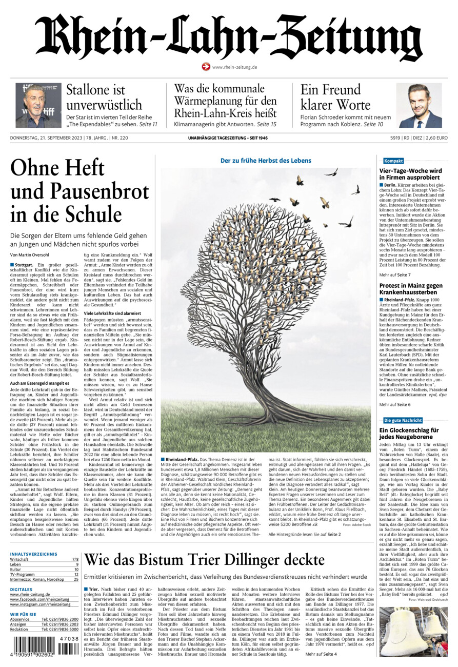 Rhein-Lahn-Zeitung Diez (Archiv) vom Donnerstag, 21.09.2023