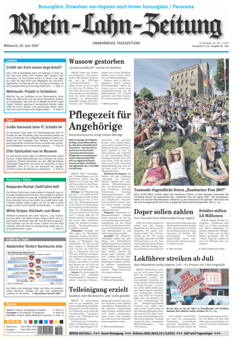Rhein-Lahn-Zeitung Diez (Archiv) vom Mittwoch, 20.06.2007