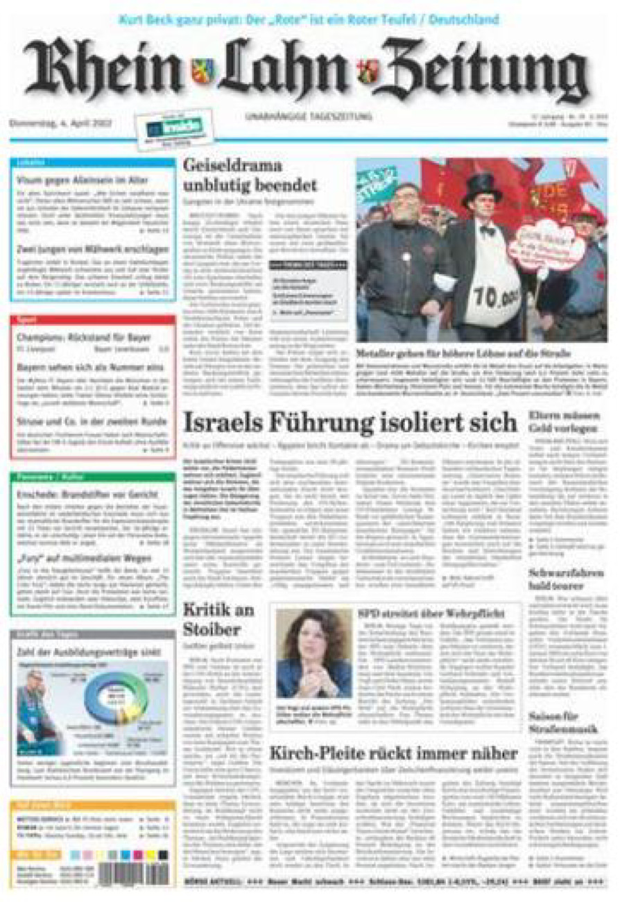 Rhein-Lahn-Zeitung Diez (Archiv) vom Donnerstag, 04.04.2002