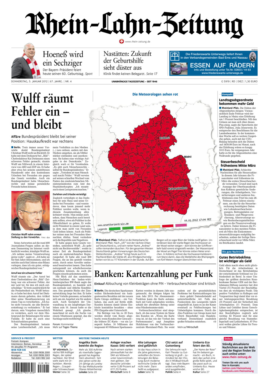 Rhein-Lahn-Zeitung Diez (Archiv) vom Donnerstag, 05.01.2012