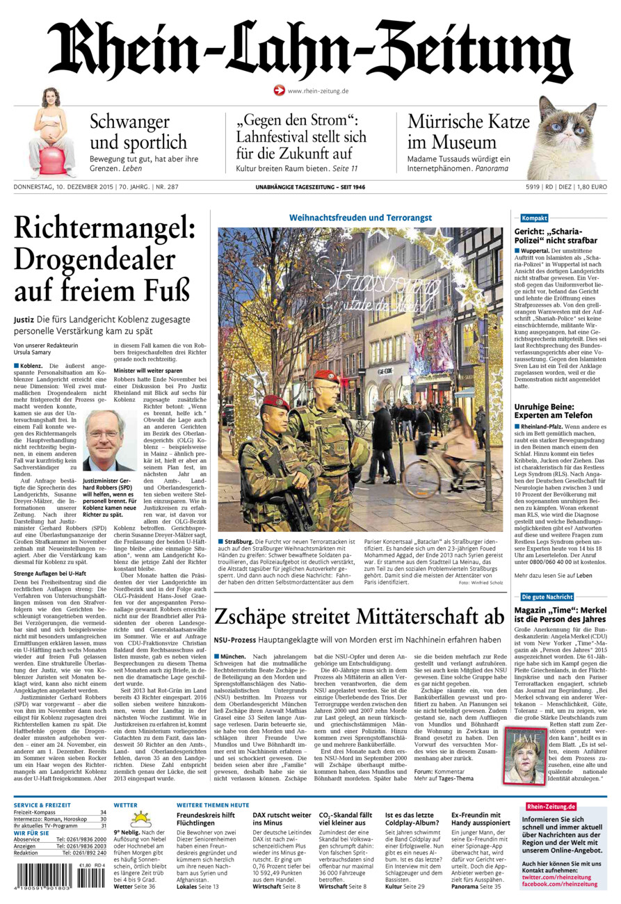 Rhein-Lahn-Zeitung Diez (Archiv) vom Donnerstag, 10.12.2015