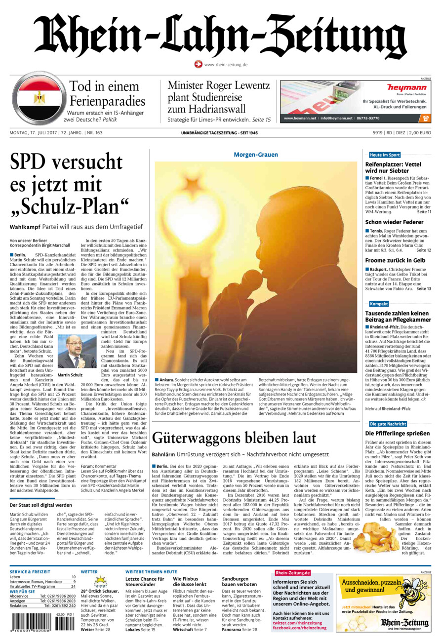 Rhein-Lahn-Zeitung Diez (Archiv) vom Montag, 17.07.2017