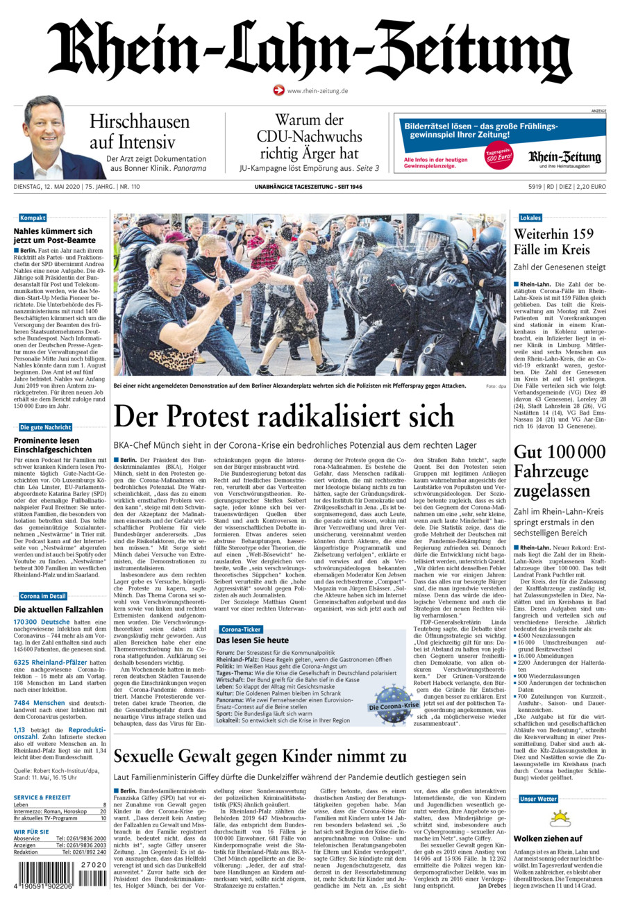 Rhein-Lahn-Zeitung Diez (Archiv) vom Dienstag, 12.05.2020