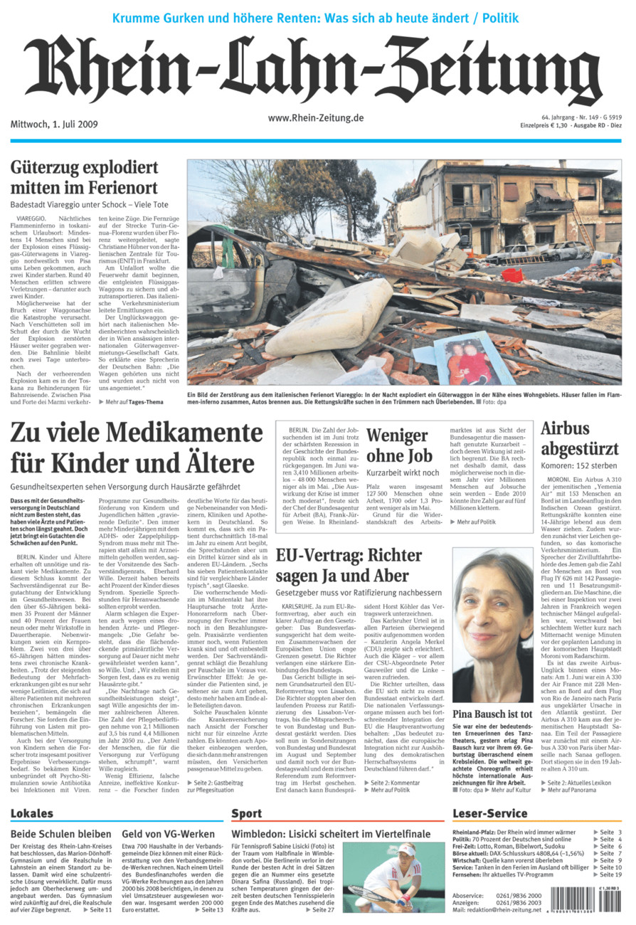 Rhein-Lahn-Zeitung Diez (Archiv) vom Mittwoch, 01.07.2009