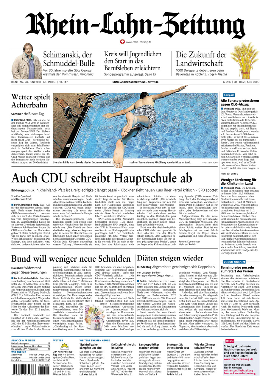 Rhein-Lahn-Zeitung Diez (Archiv) vom Dienstag, 28.06.2011