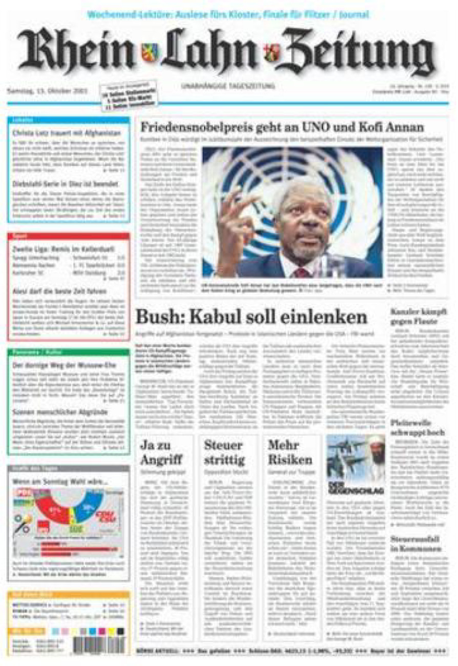 Rhein-Lahn-Zeitung Diez (Archiv) vom Samstag, 13.10.2001