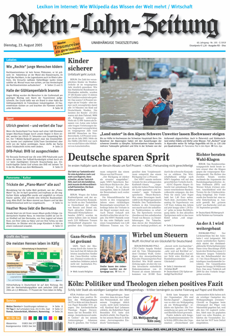Rhein-Lahn-Zeitung Diez (Archiv) vom Dienstag, 23.08.2005