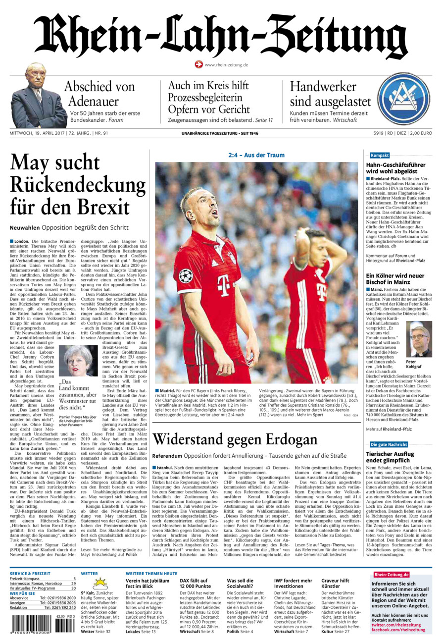 Rhein-Lahn-Zeitung Diez (Archiv) vom Mittwoch, 19.04.2017