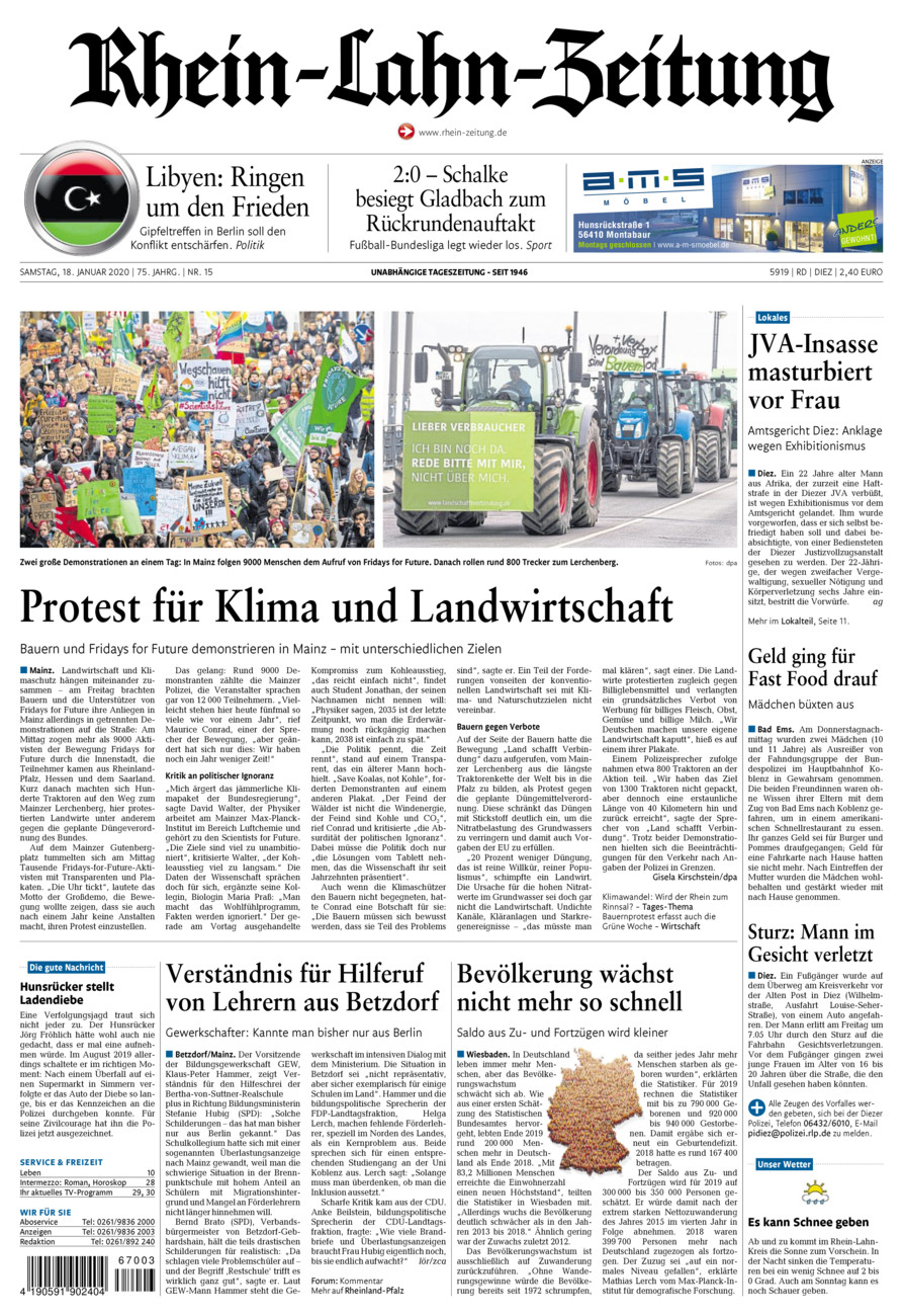 Rhein-Lahn-Zeitung Diez (Archiv) vom Samstag, 18.01.2020