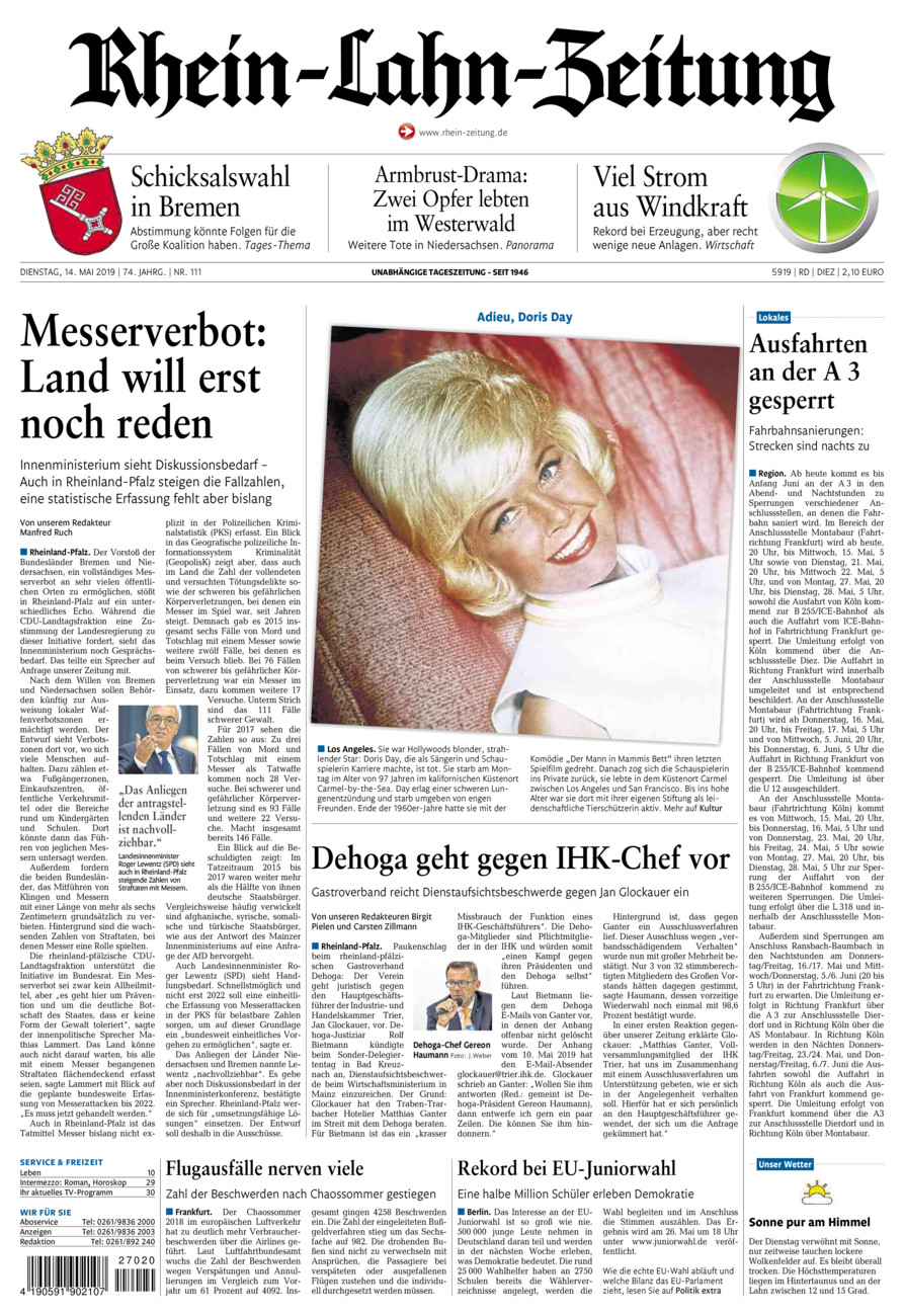Rhein-Lahn-Zeitung Diez (Archiv) vom Dienstag, 14.05.2019