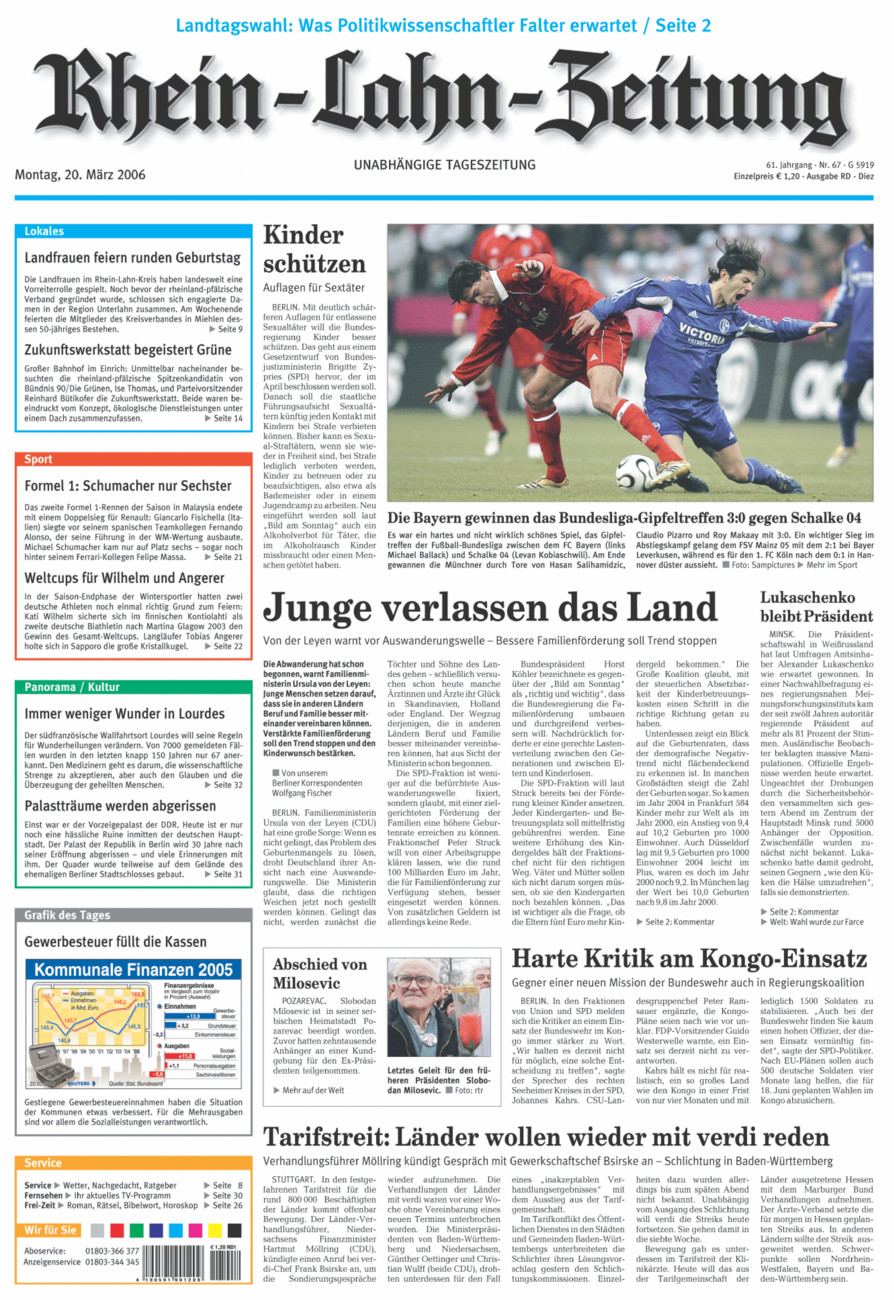 Rhein-Lahn-Zeitung Diez (Archiv) vom Montag, 20.03.2006