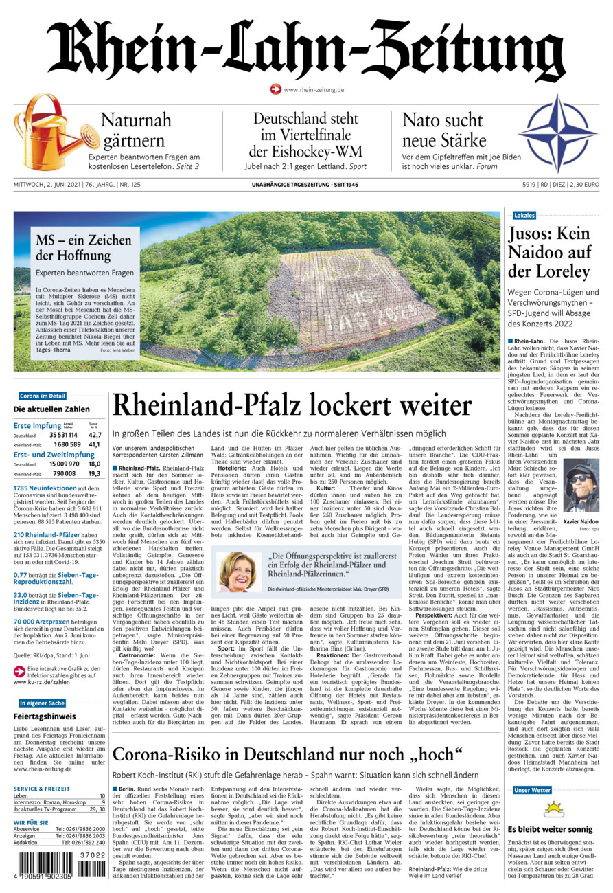 Rhein-Lahn-Zeitung Diez (Archiv) vom Mittwoch, 02.06.2021